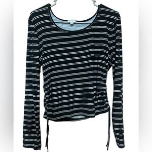 Black and White Striped Women's Top